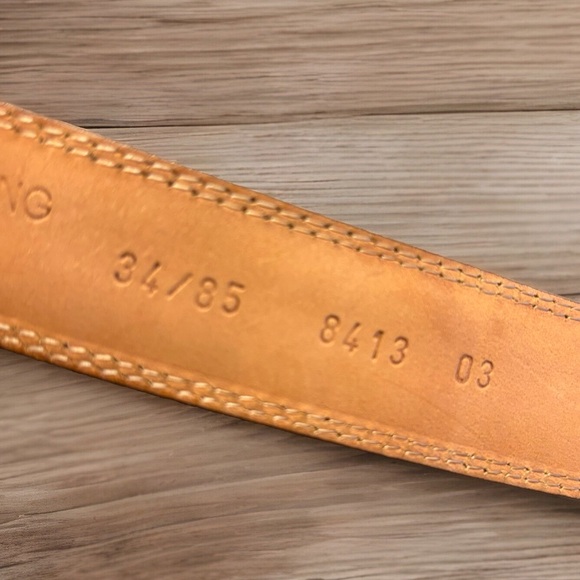 Italian Leather Belt with Brass Buckle Brown 34/85 - Picture 5 of 13